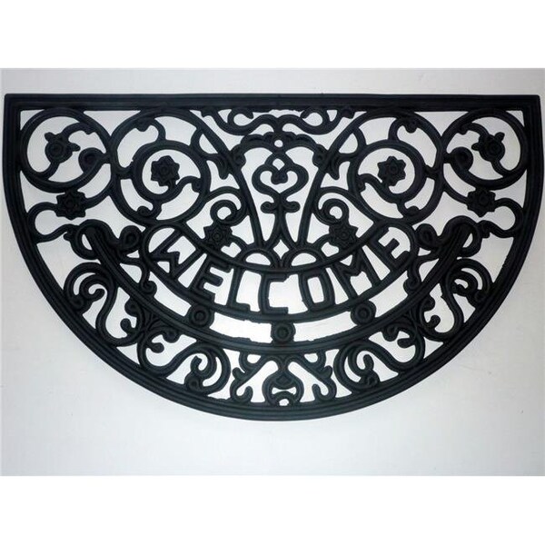 Geo Crafts G164 WELCOME RBR-HR 18 x 30 in. Half Round Rubber Welcome Scroll Doormat G164 WELCOME RBR/HR - main